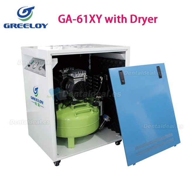 Greeloy 600W Compresores de Aire Sin aceite Con Secador y Gabinete a Prueba de Ruido GA-61XY